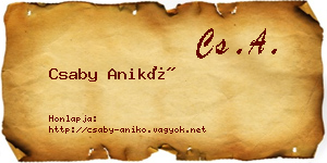 Csaby Anikó névjegykártya