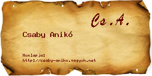 Csaby Anikó névjegykártya